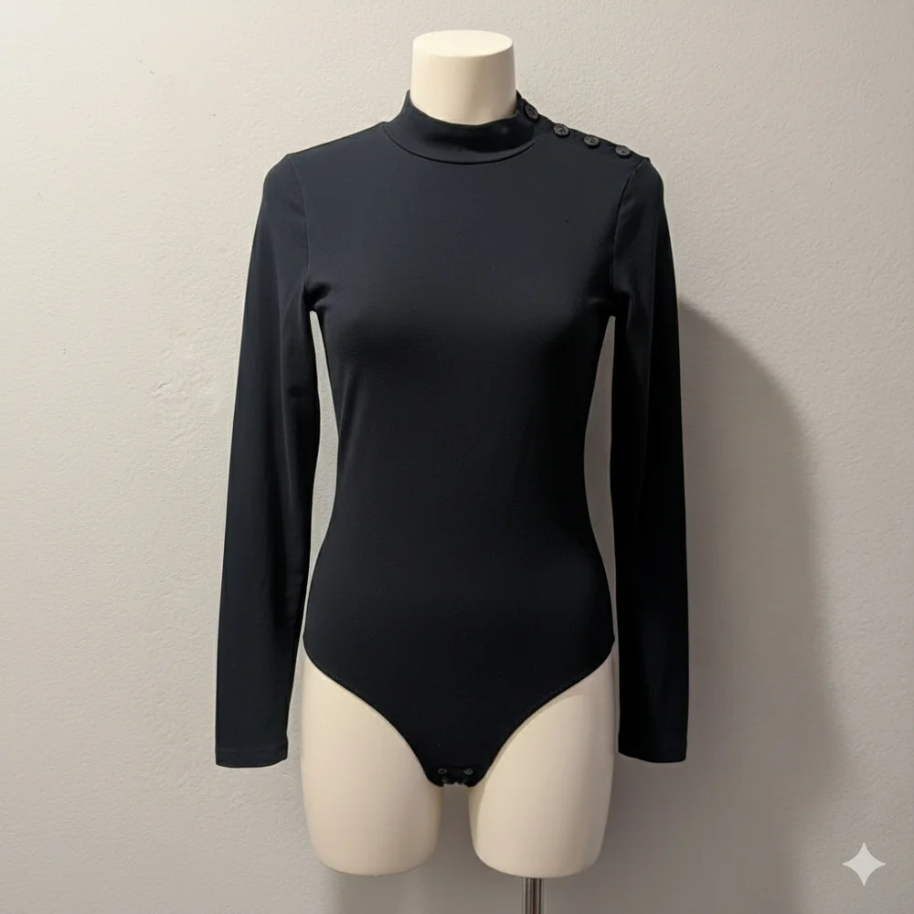 J.CREW WOMEN'S BLACK LONG SLEEVE BODYSUIT Size Large